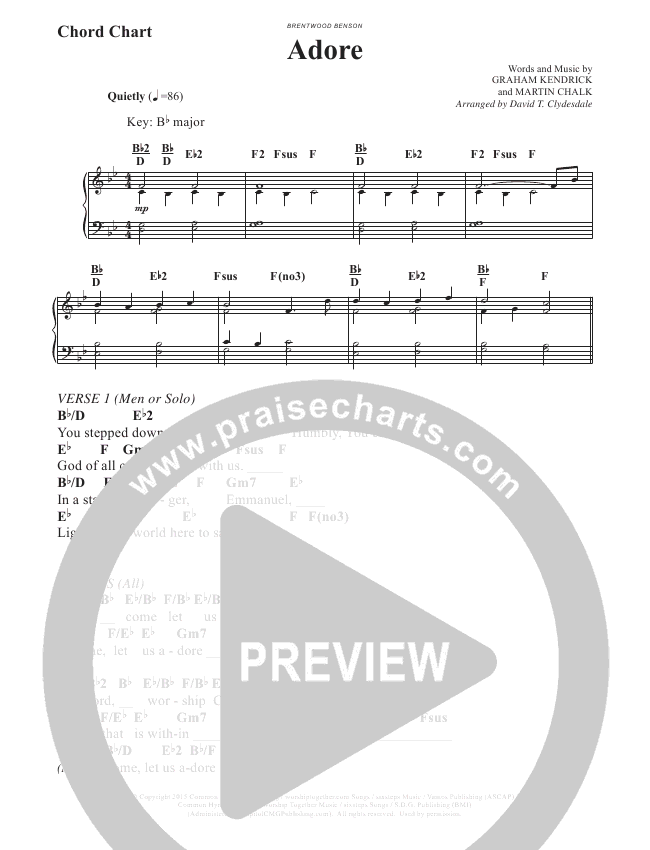 Adore (Choral) Chords Chris Tomlin, BrentwoodBenson Choral
