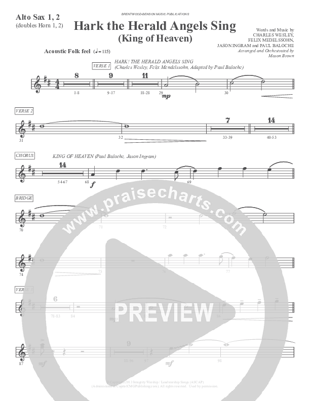 Morning Has Broken (Instrumental) Alto Sax 1/2 (Ric Flauding)