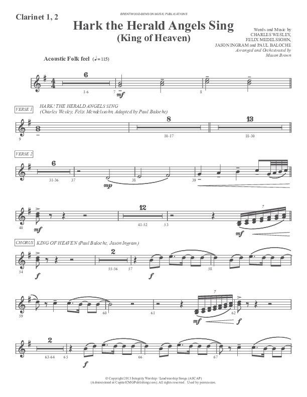 Morning Has Broken (Instrumental) Clarinet 1/2 (Ric Flauding)