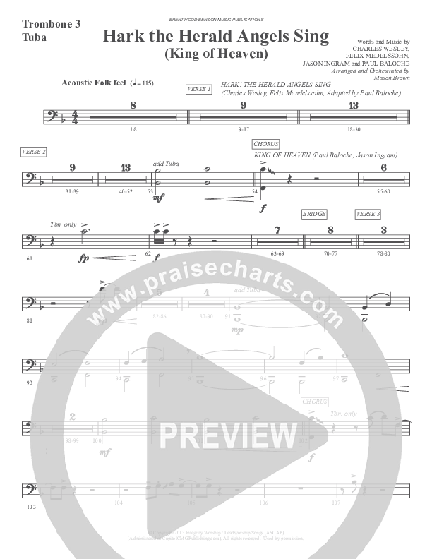 Morning Has Broken (Instrumental) Trombone 3/Tuba (Ric Flauding)
