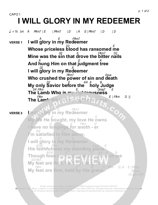 I Will Glory In My Redeemer Chords & Lyrics (Next)