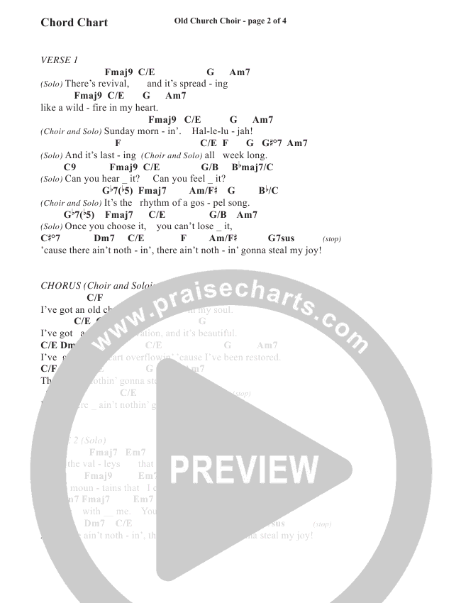 Old Church Choir (Choral) Chords PDF (Zach Williams / Brentwood Benson ...