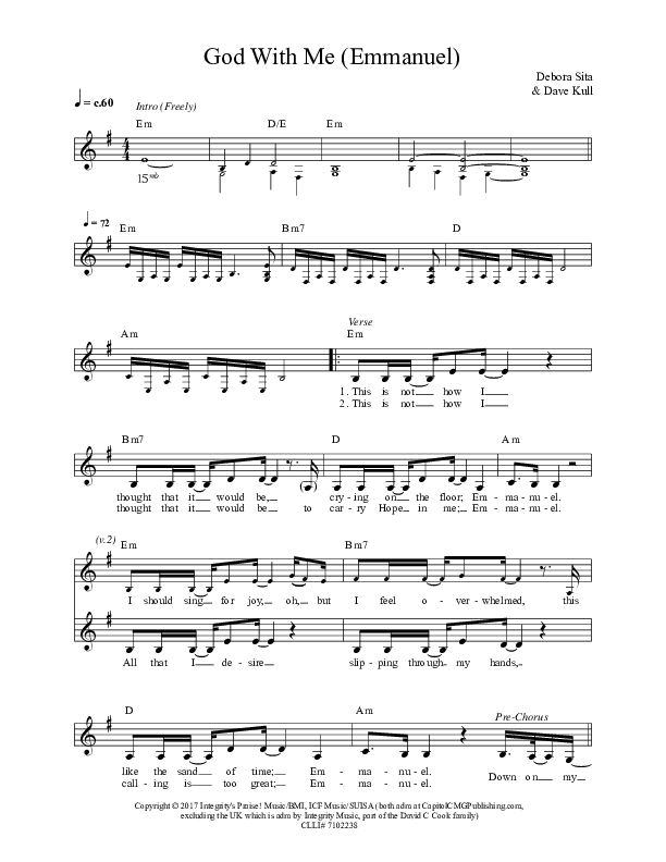 God With Me (Emmanuel) Lead Sheet (ICF Worship)