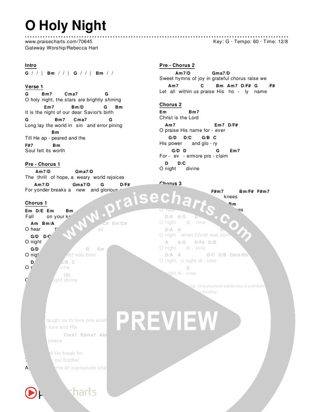 O Holy Night Chords & Lyrics (Gateway Worship / Rebecca Hart)
