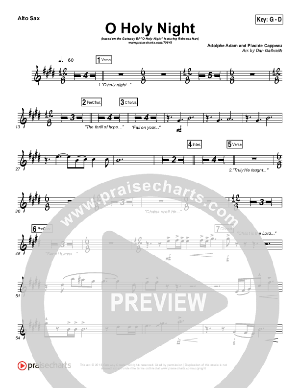 O Holy Night Alto Sax (Gateway Worship / Rebecca Hart)