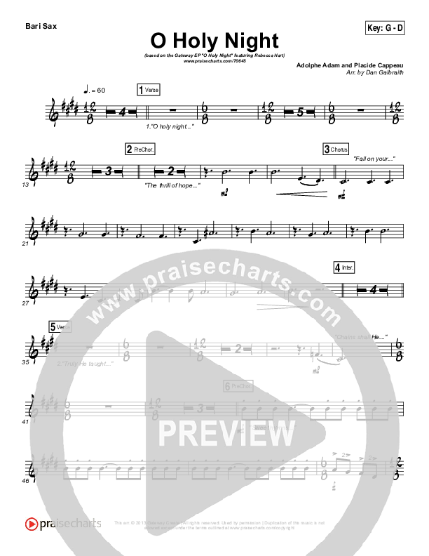 O Holy Night Bari Sax (Gateway Worship / Rebecca Hart)