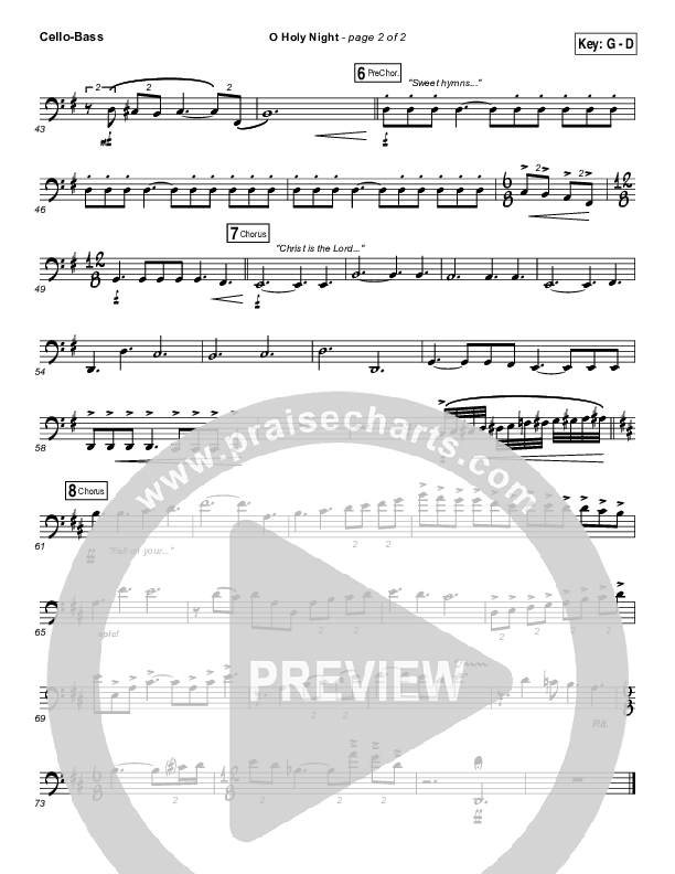 O Holy Night Cello/Bass (Gateway Worship / Rebecca Hart)