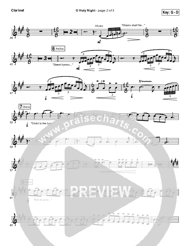 O Holy Night Clarinet 1,2 (Gateway Worship / Rebecca Hart)