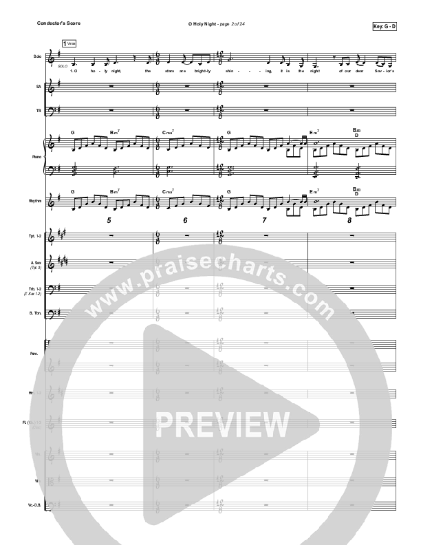 O Holy Night Conductor's Score (Gateway Worship / Rebecca Hart)