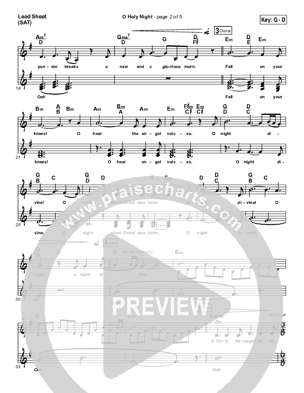 O Holy Night Lead Sheet (SAT) (Gateway Worship / Rebecca Hart)