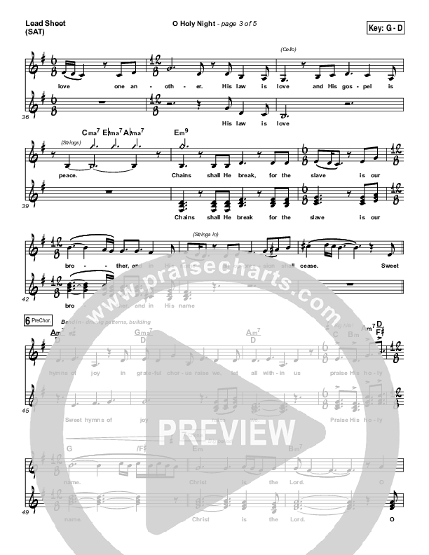 O Holy Night Lead Sheet (SAT) (Gateway Worship / Rebecca Hart)