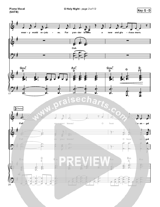 O Holy Night Piano/Vocal (SATB) (Gateway Worship / Rebecca Hart)