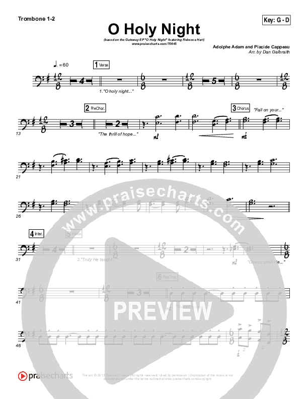 O Holy Night Trombone 1,2 (Gateway Worship / Rebecca Hart)