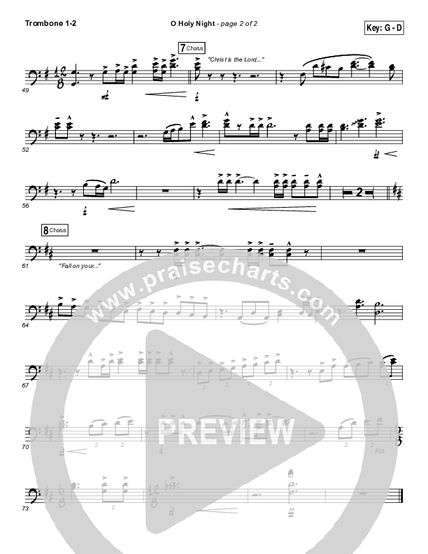 O Holy Night Trombone 1/2 (Gateway Worship / Rebecca Hart)