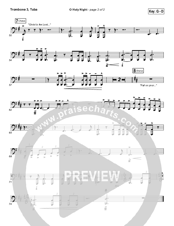 O Holy Night Trombone 3/Tuba (Gateway Worship / Rebecca Hart)