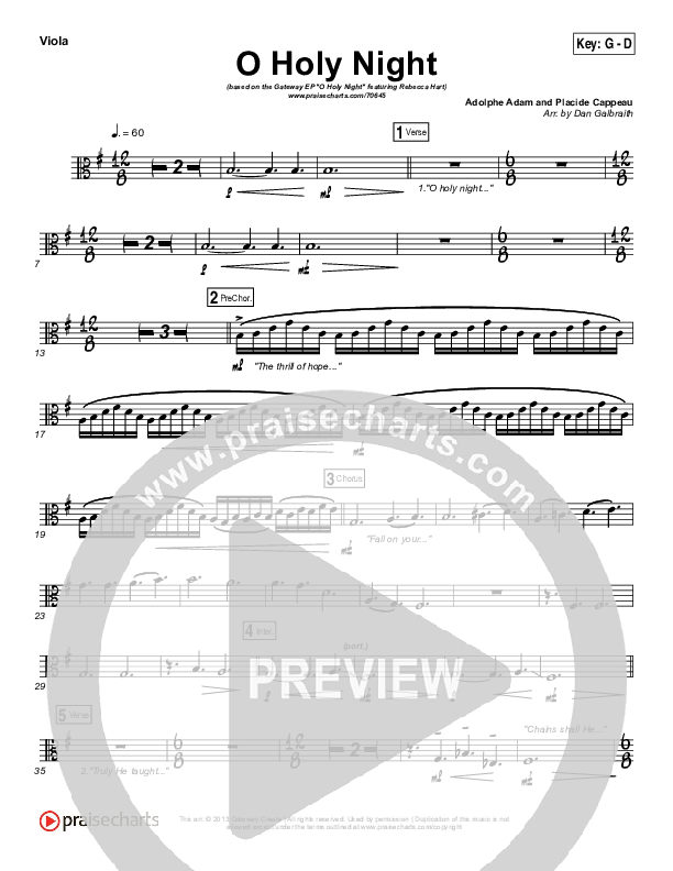 O Holy Night Viola (Gateway Worship / Rebecca Hart)