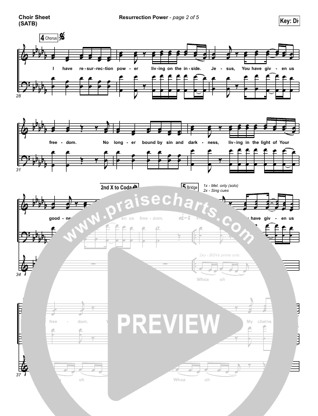 Resurrection Power Sheet Music PDF (Chris Tomlin) PraiseCharts
