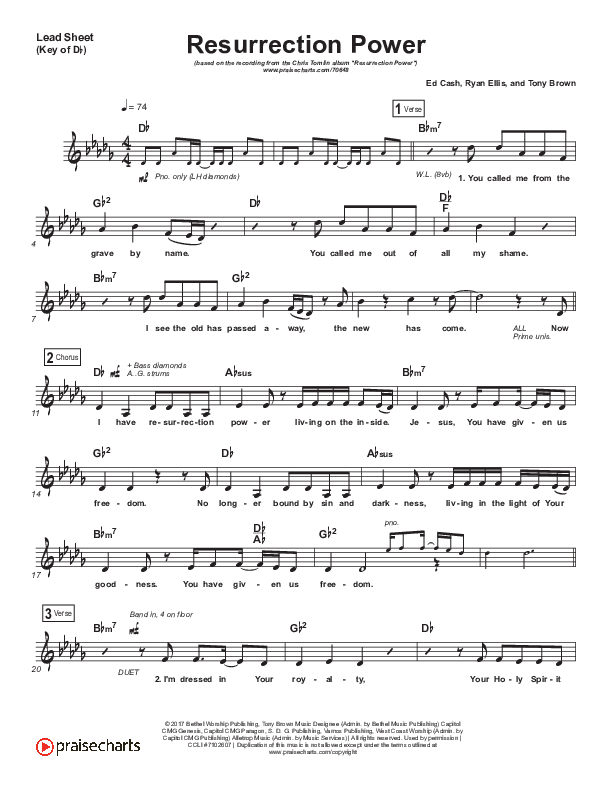 Resurrection Power Lead Sheet (Melody) (Chris Tomlin)