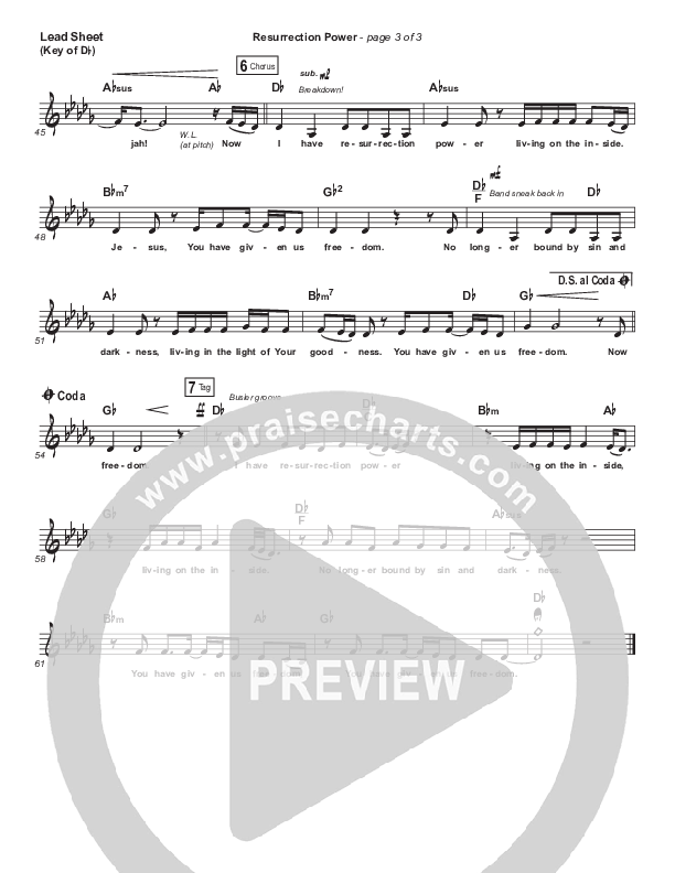 Resurrection Power Lead Sheet (Melody) (Chris Tomlin)