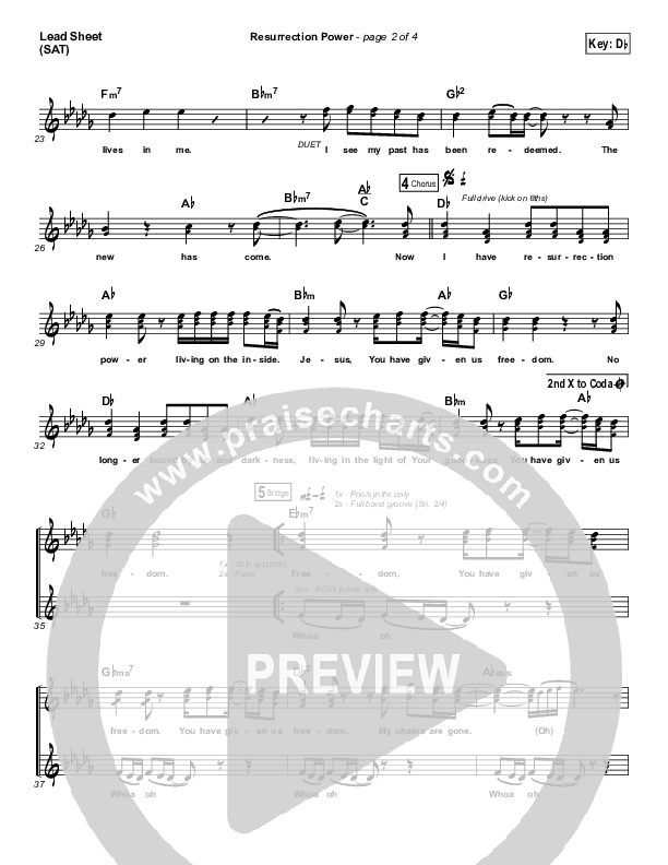Resurrection Power Lead Sheet (SAT) (Chris Tomlin)