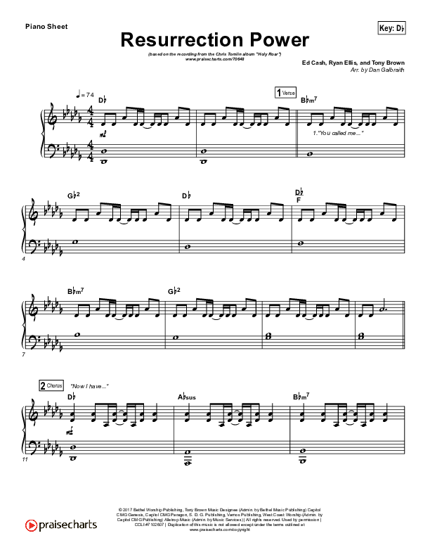 Resurrection Power Piano Sheet (Chris Tomlin)