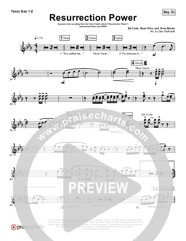 Resurrection Power Tenor Sax 1/2 (Chris Tomlin)