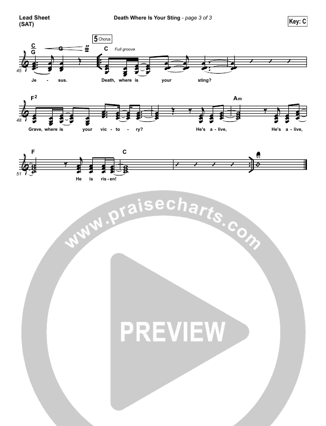 Death Where Is Your Sting Sheet Music (Cory Asbury) PraiseCharts