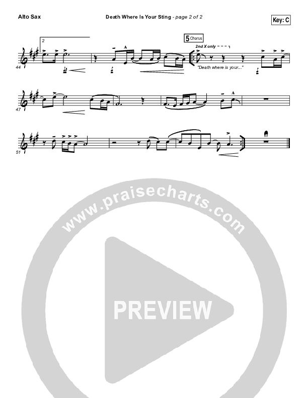 Death Where Is Your Sting Alto Sax (Cory Asbury)