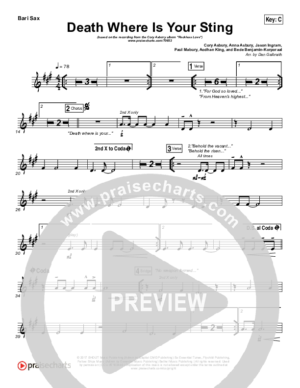 Death Where Is Your Sting Bari Sax (Cory Asbury)