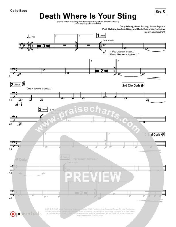 Death Where Is Your Sting Cello/Bass (Cory Asbury)