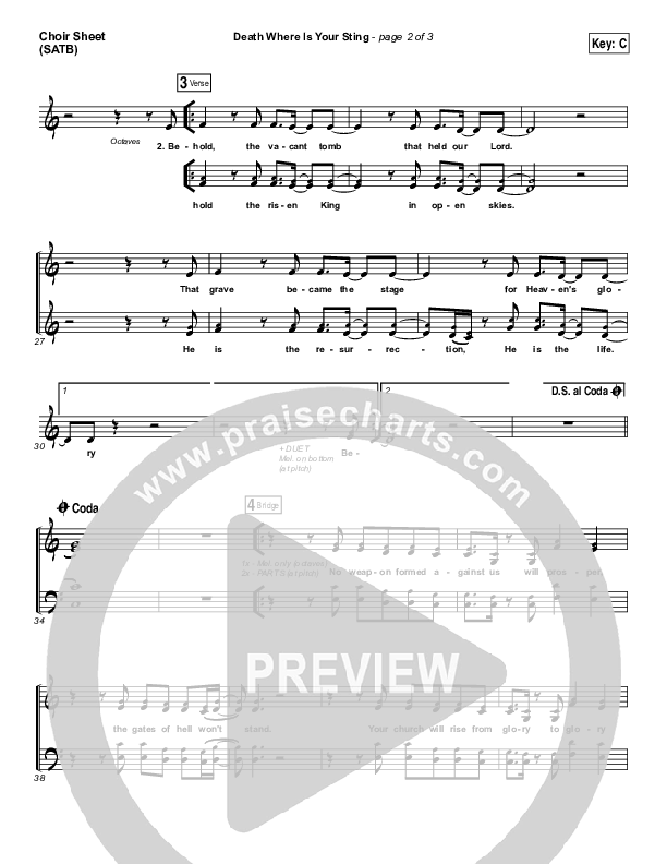 Death Where Is Your Sting Choir Sheet (SATB) (Cory Asbury)
