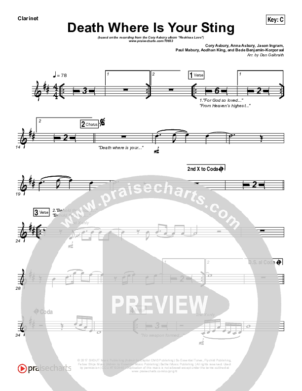 Death Where Is Your Sting Clarinet (Cory Asbury)