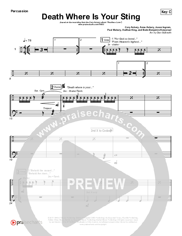 Death Where Is Your Sting Percussion (Cory Asbury)