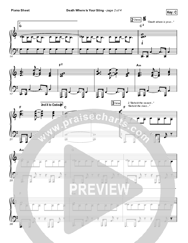 Death Where Is Your Sting Piano Sheet (Cory Asbury)