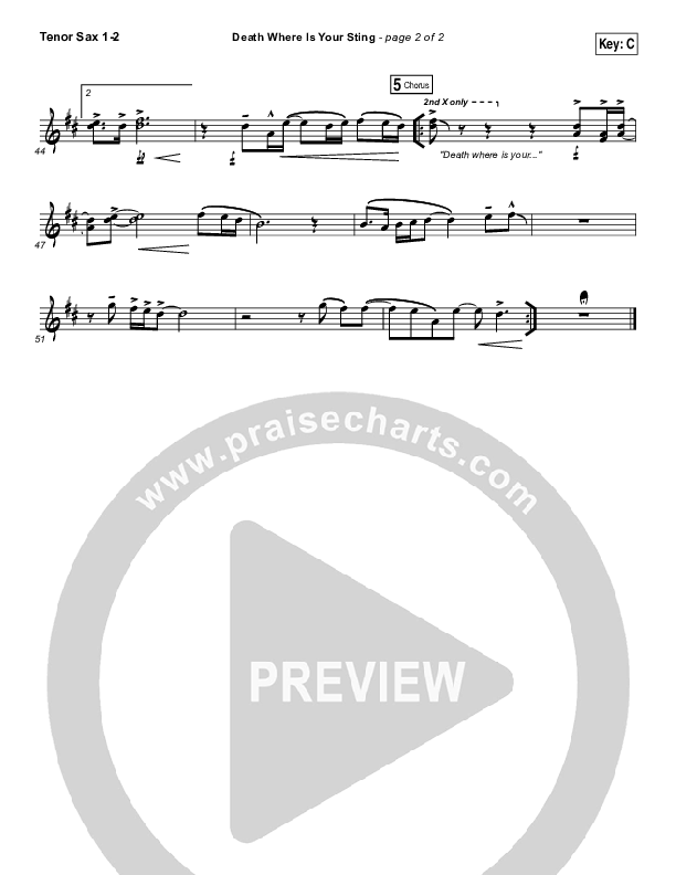 Death Where Is Your Sting Tenor Sax 1/2 (Cory Asbury)