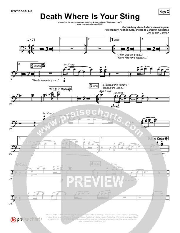 Death Where Is Your Sting Trombone 1/2 (Cory Asbury)