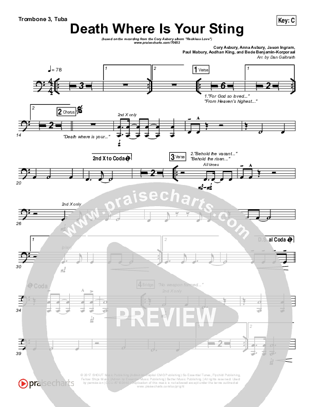 Death Where Is Your Sting Trombone 3/Tuba (Cory Asbury)