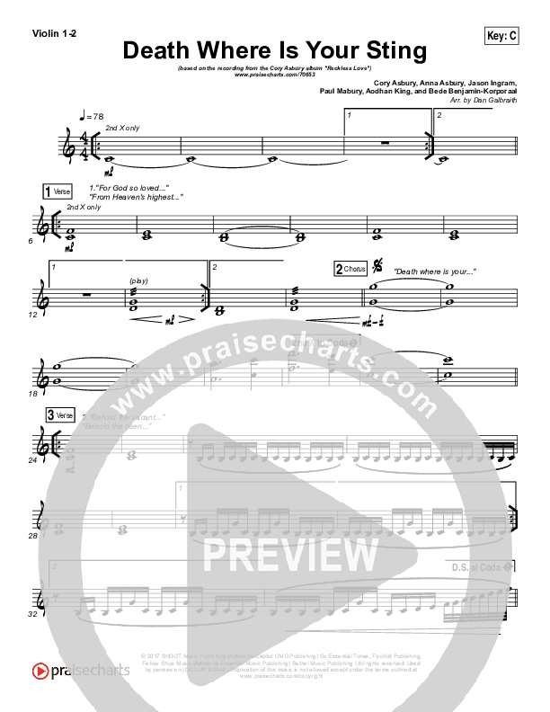 Death Where Is Your Sting Violin 1/2 (Cory Asbury)