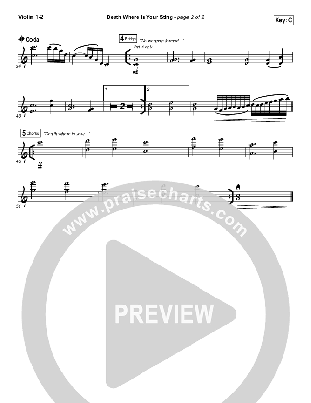 Death Where Is Your Sting Violin 1/2 (Cory Asbury)