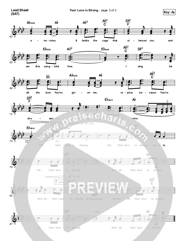 Your Love Is Strong Lead Sheet (SAT) (Cory Asbury)