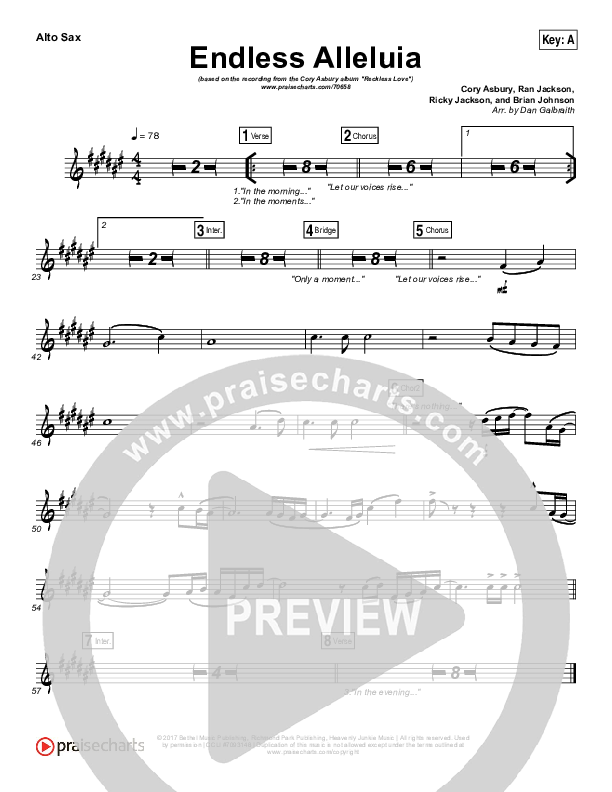 Endless Alleluia Alto Sax (Cory Asbury)