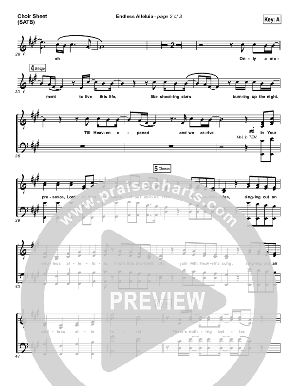 Endless Alleluia Choir Vocals (SATB) (Cory Asbury)