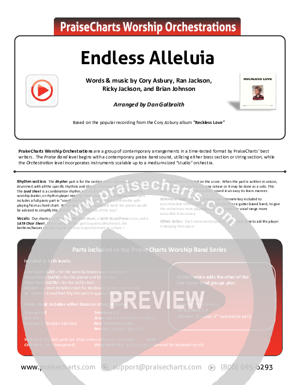 Endless Alleluia Cover Sheet (Cory Asbury)