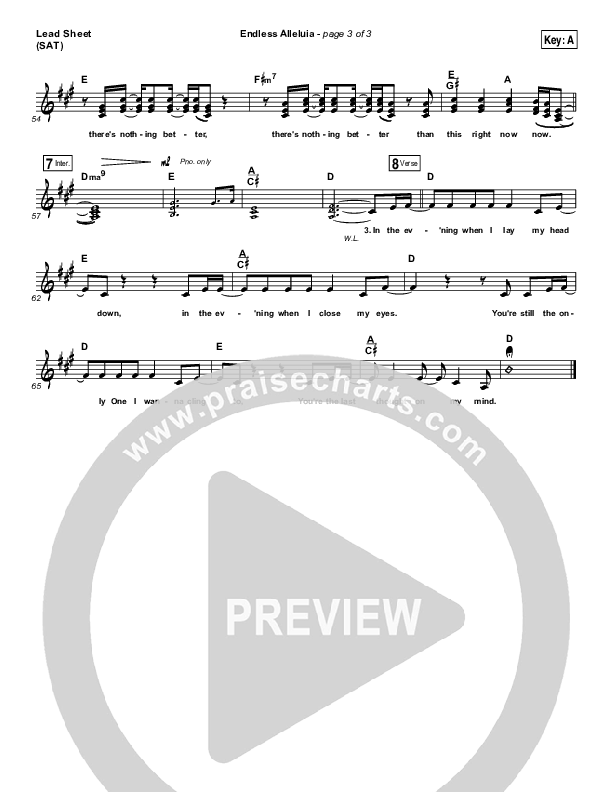 Endless Alleluia Lead Sheet (SAT) (Cory Asbury)