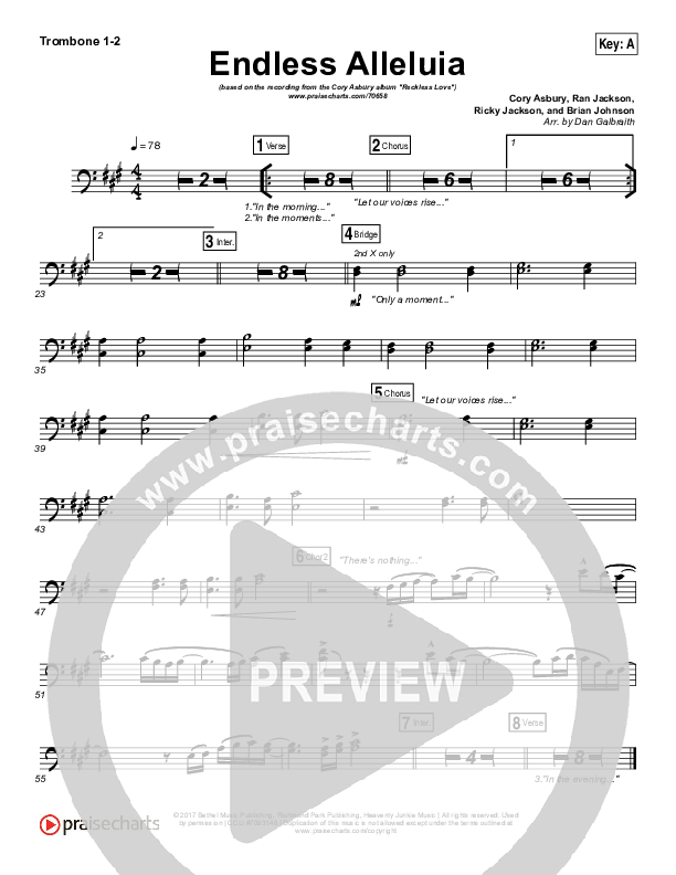 Endless Alleluia Trombone 1/2 (Cory Asbury)
