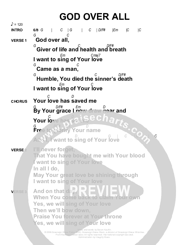 God Over All Chords & Lyrics (Sovereign Grace)
