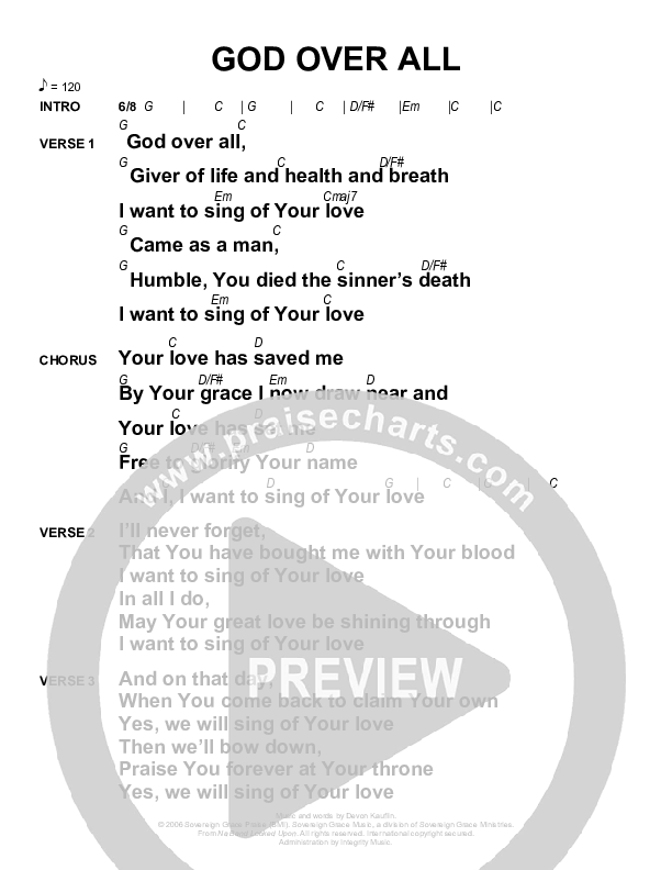 God Over All Chords & Lyrics (Sovereign Grace)