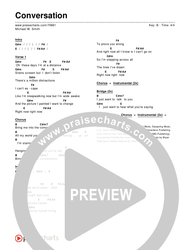 Conversation Chords & Lyrics (Michael W. Smith)