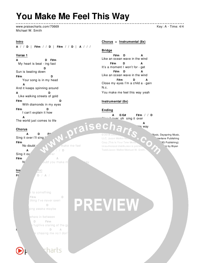 You Make Me Feel This Way Chords & Lyrics (Michael W. Smith)