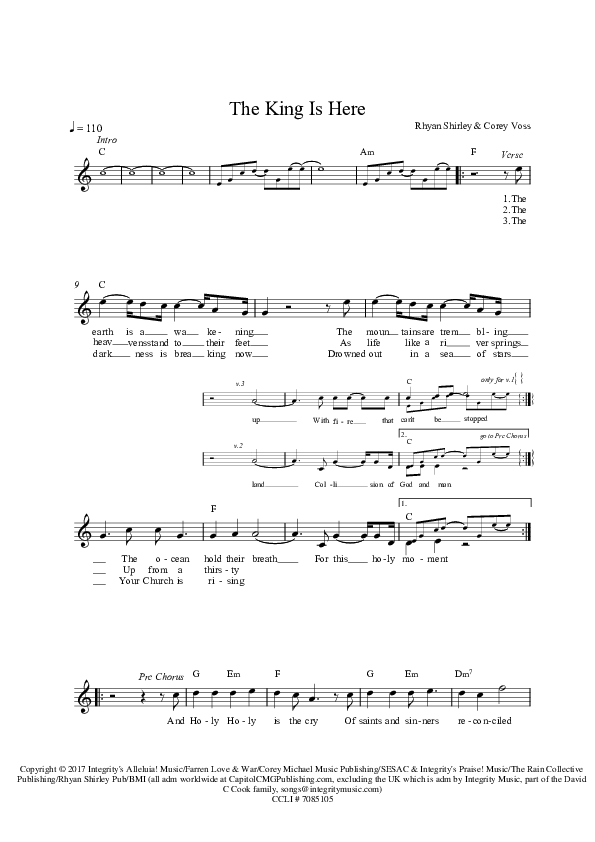 The King Is Here Lead Sheet (Corey Voss)